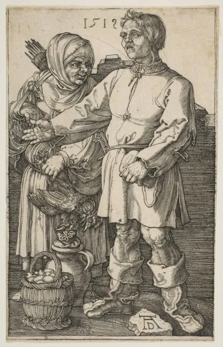 Framed Print : The Peasant Couple at Market, 1519. Creator: Albrecht Durer Framed Print : The Peasant Couple at Market, 1519. Creator: Albrecht Durer