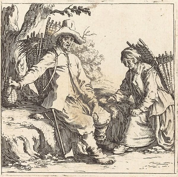 Peasant Couple at Rest, c. 1621. Creator: Jacques Callot