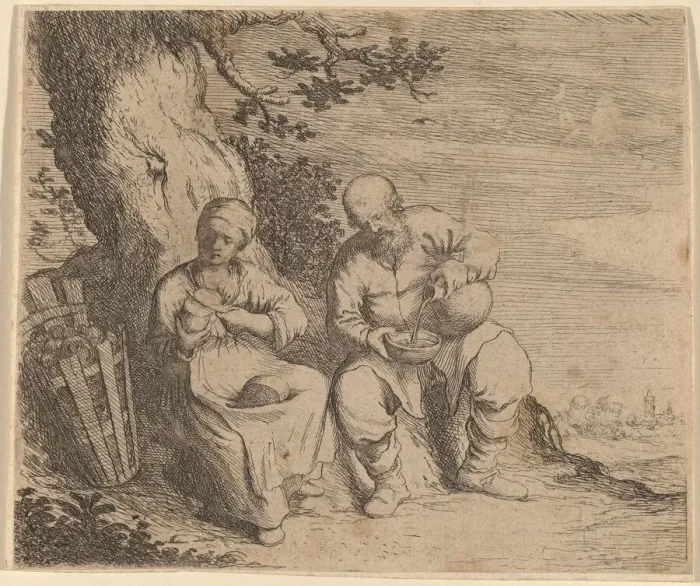 Framed Print : Peasant Couple Sitting under a Tree, c. 1630 / 1660. Creator: Willem Basse Framed Print : Peasant Couple Sitting under a Tree, c. 1630 / 1660. Creator: Willem Basse