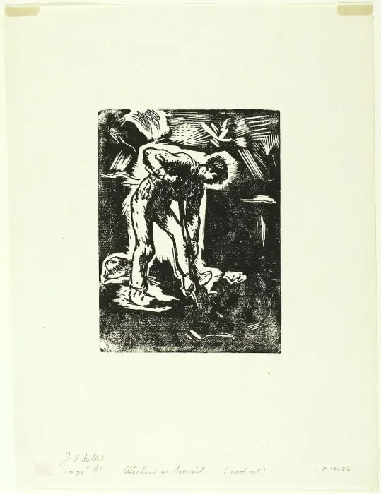 Framed Print : Peasant Digging, 1863. Creator: Jean Francois Millet Framed Print : Peasant Digging, 1863. Creator: Jean Francois Millet