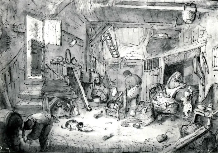 Framed Print : Peasant Family in a Barn, 1640s. Creator: Unknown Framed Print : Peasant Family in a Barn, 1640s. Creator: Unknown