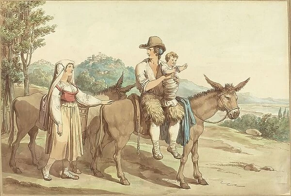 A Peasant Family and Two Donkeys. Creator: Bartolomeo Pinelli