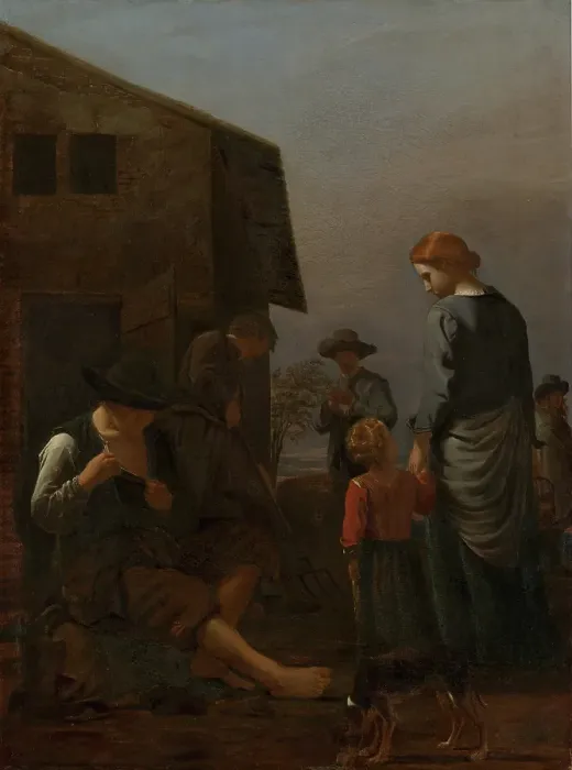 Framed Print : Peasant Family, with a Man Removing Fleas from Himself. Creator: Michiel Sweerts Framed Print : Peasant Family, with a Man Removing Fleas from Himself. Creator: Michiel Sweerts