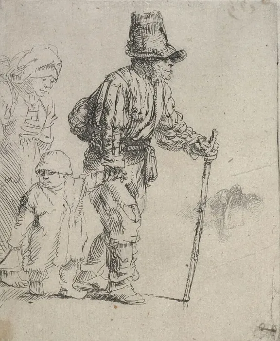 Framed Print : Peasant family on the tramp, c.1652. Creator: Rembrandt Harmensz van Rijn Framed Print : Peasant family on the tramp, c.1652. Creator: Rembrandt Harmensz van Rijn