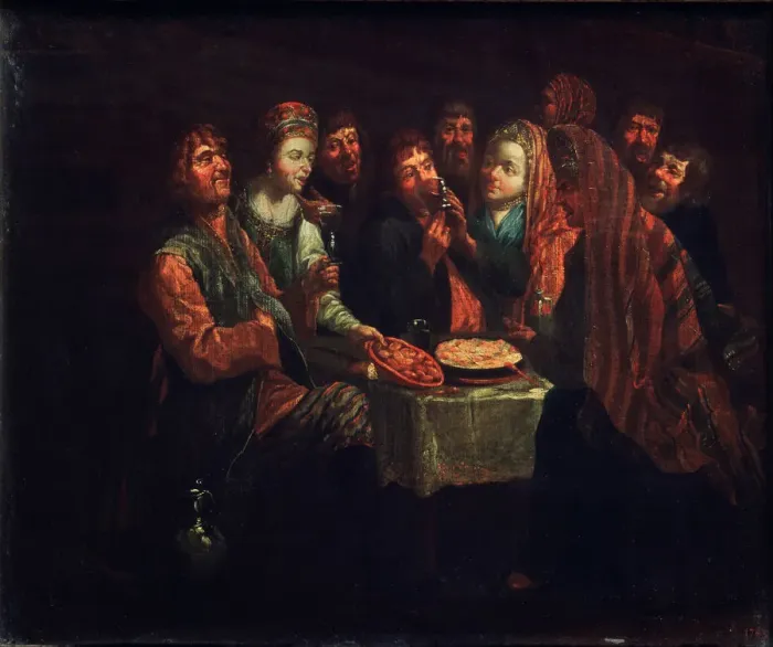 Framed Print : Peasant Feast. Artist: Vishnekov, Al. (First Half of 18th cen. ) Framed Print : Peasant Feast. Artist: Vishnekov, Al. (First Half of 18th cen. )