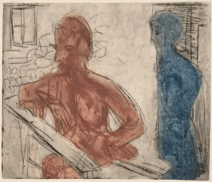Framed Print : Peasant and Girl, 1921. Creator: Ernst Kirchner Framed Print : Peasant and Girl, 1921. Creator: Ernst Kirchner