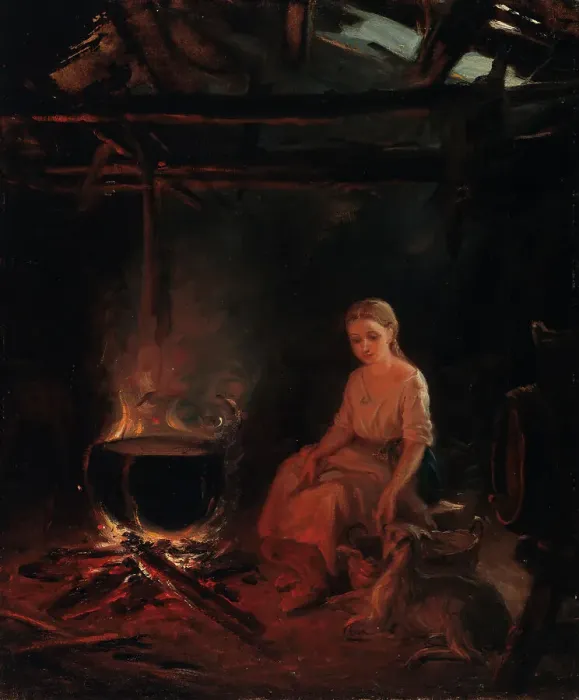 Framed Print : A Peasant Girl by the Pot. Creator: Robert Wilhelm Ekman Framed Print : A Peasant Girl by the Pot. Creator: Robert Wilhelm Ekman
