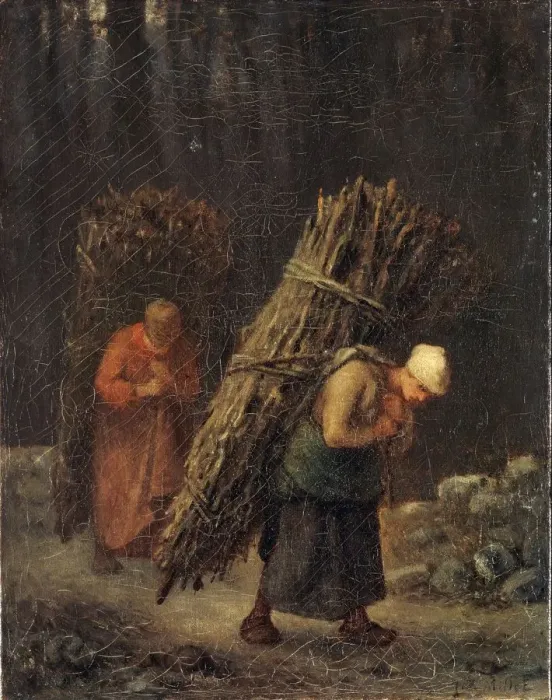 Framed Print : Peasant Girls with Brushwood, c1852. Artist: Jean Francois Millet Framed Print : Peasant Girls with Brushwood, c1852. Artist: Jean Francois Millet