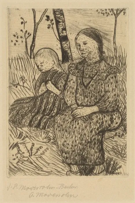 Framed Print : Two Peasant Girls, c. 1900. Creator: Paula Modersohn-Becker Framed Print : Two Peasant Girls, c. 1900. Creator: Paula Modersohn-Becker