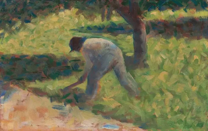 Framed Print : Peasant with a Hoe, c. 1882. Creator: Georges-Pierre Seurat Framed Print : Peasant with a Hoe, c. 1882. Creator: Georges-Pierre Seurat