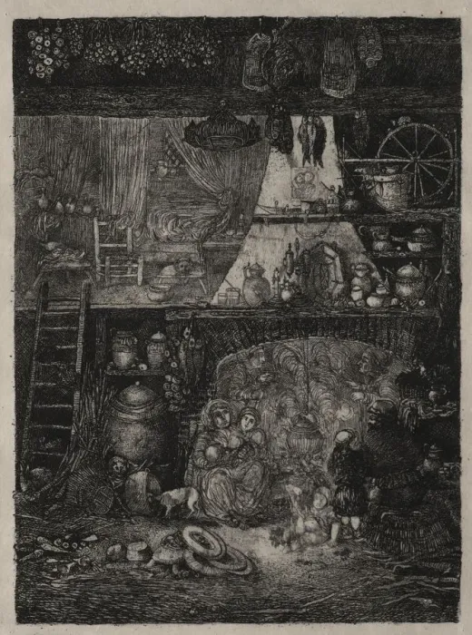 Framed Print : Peasant Interior in the Haute-Garonne, 1858. Creator: Rodolphe Bresdin (French, 1822-1885) Framed Print : Peasant Interior in the Haute-Garonne, 1858. Creator: Rodolphe Bresdin (French, 1822-1885)