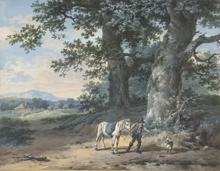 Framed Print : A Peasant Leading his Horse on the Outskirts of a Wood, late 18th-mid 19th century Framed Print : A Peasant Leading his Horse on the Outskirts of a Wood, late 18th-mid 19th century
