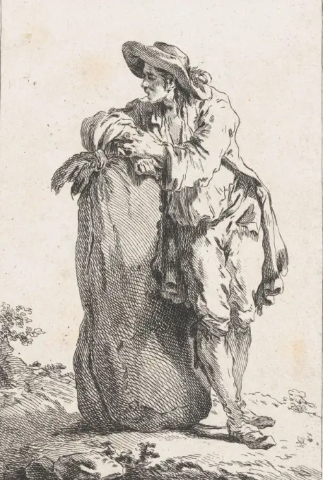 Framed Print : Peasant Leaning on a Sack of Grain, 1758. Creator: Catherine Francoise Beauvarlet Framed Print : Peasant Leaning on a Sack of Grain, 1758. Creator: Catherine Francoise Beauvarlet