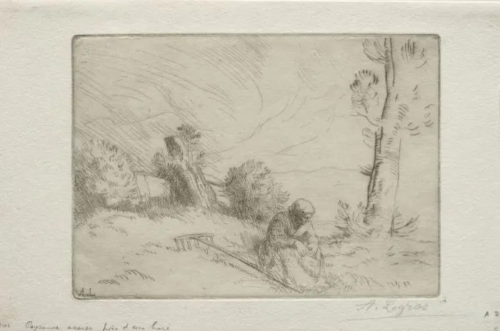 Framed Print : Peasant near a Stone Fence. Creator: Alphonse Legros (French, 1837-1911) Framed Print : Peasant near a Stone Fence. Creator: Alphonse Legros (French, 1837-1911)