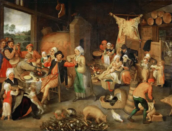 Framed Print : Peasant parlour with noble visitors Framed Print : Peasant parlour with noble visitors