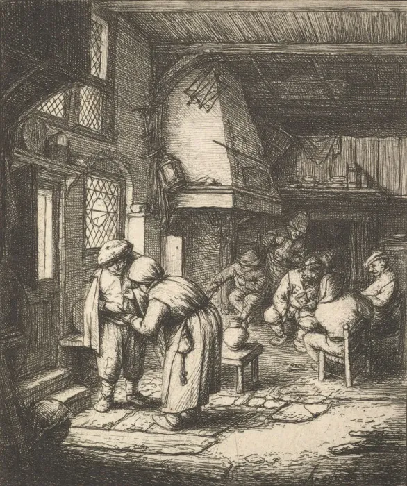 Framed Print : Peasant Paying his Bill, 1610-85. Creator: Adriaen van Ostade