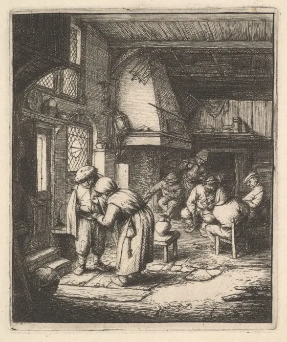 Framed Print : Peasant Paying his Bill, 17th century. Creator: Adriaen van Ostade Framed Print : Peasant Paying his Bill, 17th century. Creator: Adriaen van Ostade