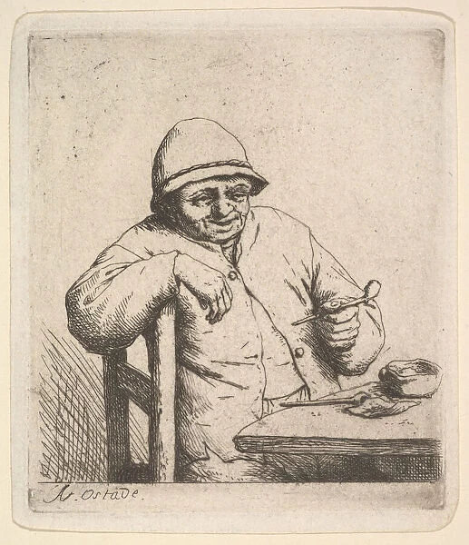 Peasant with a Pipe, 1640-80. Creator: Adriaen van Ostade