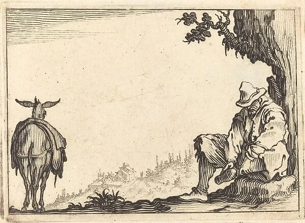 Peasant Removing His Shoe, c. 1617. Creator: Jacques Callot