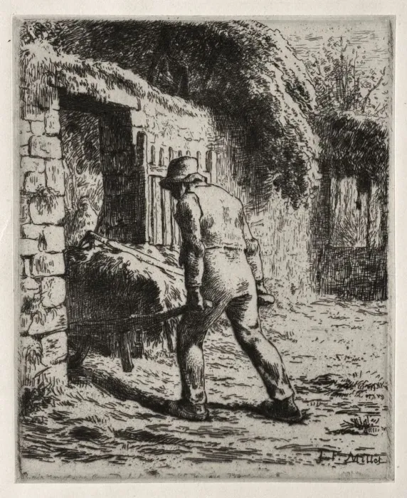 Framed Print : Peasant Returning from the Manure Heap, 1855-1856. Creator: Jean-Francois Millet (French Framed Print : Peasant Returning from the Manure Heap, 1855-1856. Creator: Jean-Francois Millet (French