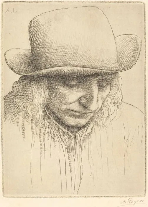 Framed Print : Peasant in a Round Hat (Paysan avec chapeau rond). Creator: Alphonse Legros Framed Print : Peasant in a Round Hat (Paysan avec chapeau rond). Creator: Alphonse Legros