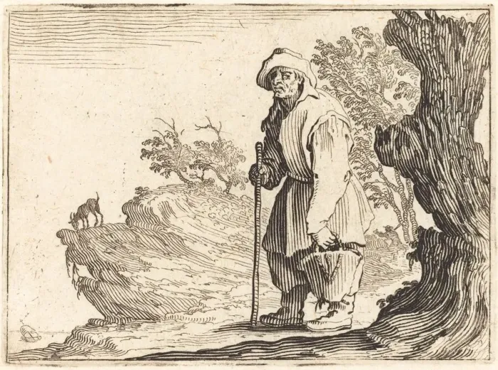Framed Print : Peasant with Sack, c. 1622. Creator: Jacques Callot Framed Print : Peasant with Sack, c. 1622. Creator: Jacques Callot