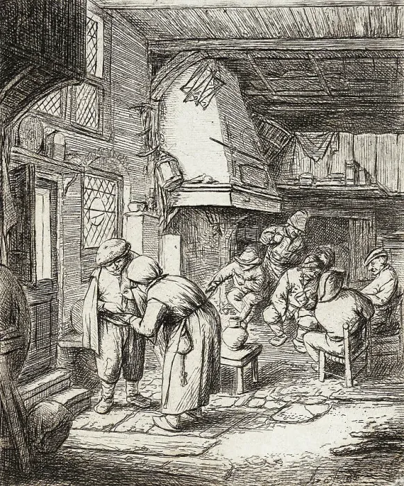 Framed Print : The Peasant Settling His Debt, c1646. Creator: Adriaen van Ostade Framed Print : The Peasant Settling His Debt, c1646. Creator: Adriaen van Ostade