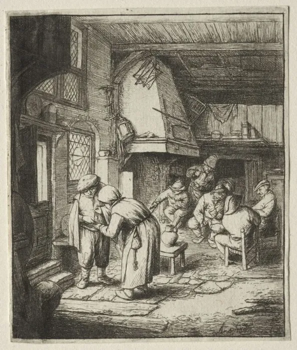 Framed Print : The Peasant settling his debt. Creator: Adriaen van Ostade (Dutch, 1610-1684)