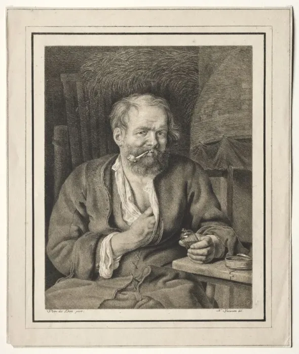 Framed Print : Peasant Sitting at a Table, Smoking a Pipe, 1817-1821. Creator: Johann Nepomuk Strixner (German Framed Print : Peasant Sitting at a Table, Smoking a Pipe, 1817-1821. Creator: Johann Nepomuk Strixner (German