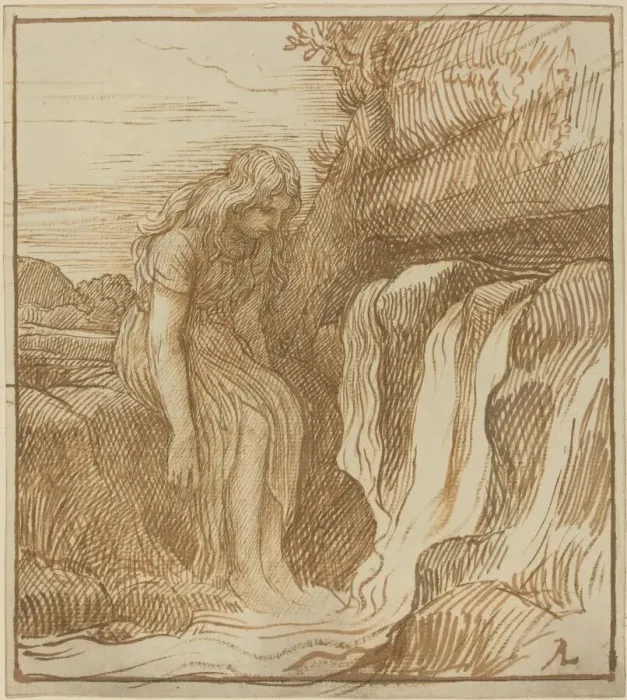 Framed Print : Peasant at the Source. Creator: Alphonse Legros Framed Print : Peasant at the Source. Creator: Alphonse Legros