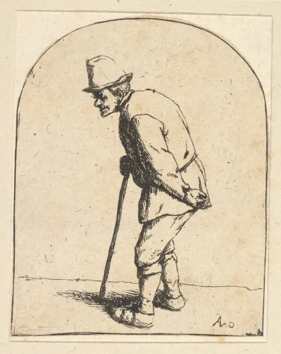 Framed Print : Peasant with Stick, 1610-85. Creator: Adriaen van Ostade Framed Print : Peasant with Stick, 1610-85. Creator: Adriaen van Ostade