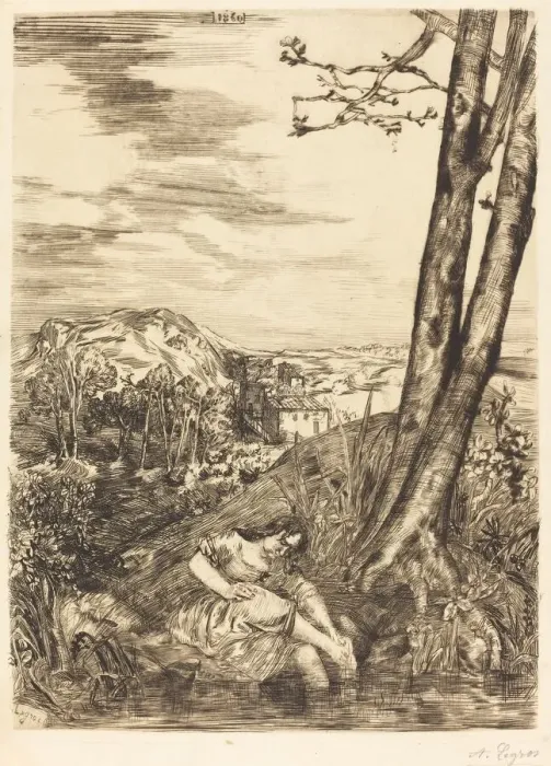 Framed Print : Peasant Washing Her Feet (Paysanne se lavant les pieds), 1860. Creator: Alphonse Legros Framed Print : Peasant Washing Her Feet (Paysanne se lavant les pieds), 1860. Creator: Alphonse Legros