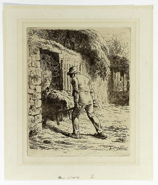 Peasant with a Wheelbarrow, 1855. Creator: Jean Francois Millet