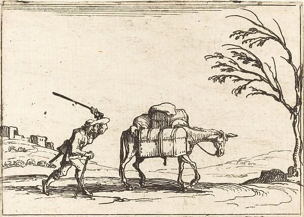 Peasant Whipping his Donkey, 1628. Creator: Jacques Callot