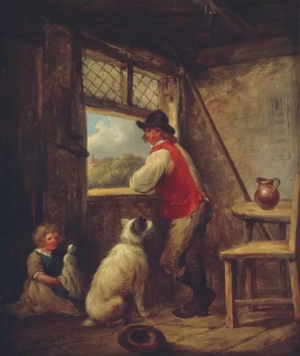 Framed Print : Peasant at a Window, Early 1790s. Creator: Morland, George (1736-1804) Framed Print : Peasant at a Window, Early 1790s. Creator: Morland, George (1736-1804)