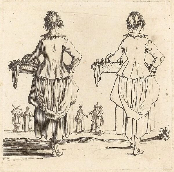 Peasant Woman with Basket, Seen from Behind, 1617 and 1621. Creator: Jacques Callot