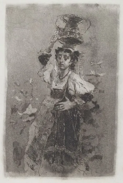 Framed Print : Peasant Woman of the Campagna [Ciociara], 1870s. Creator: Mose, Bianchi