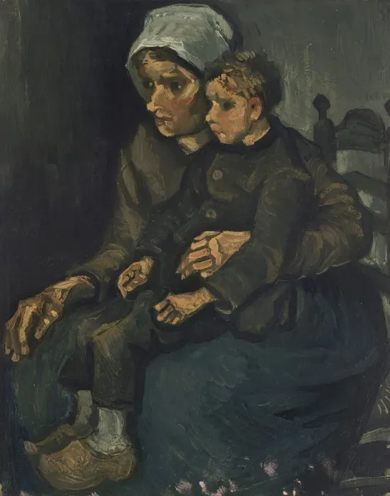 Framed Print : Peasant Woman with Child on her Lap, 1885. Creator: Gogh, Vincent, van (1853-1890) Framed Print : Peasant Woman with Child on her Lap, 1885. Creator: Gogh, Vincent, van (1853-1890)