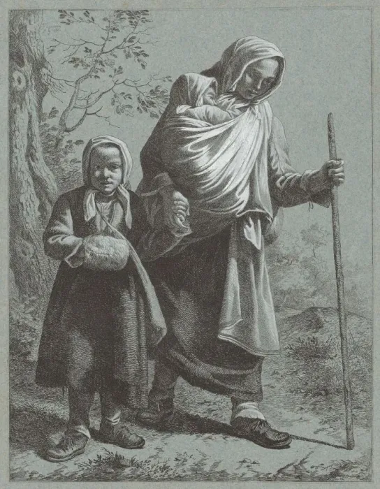 Framed Print : Peasant Woman with Two Children, 1764. Creator: Francesco Londonio Framed Print : Peasant Woman with Two Children, 1764. Creator: Francesco Londonio