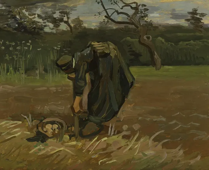 Framed Print : Peasant Woman Digging Potatoes, 1885. Creator: Vincent van Gogh Framed Print : Peasant Woman Digging Potatoes, 1885. Creator: Vincent van Gogh