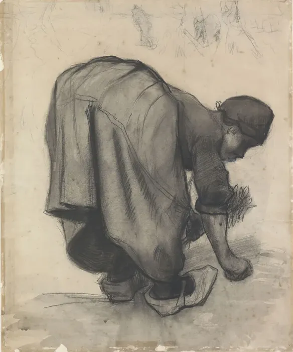 Framed Print : Peasant Woman Gleaning, 1885. Creator: Gogh; Vincent; van (1853-1890)