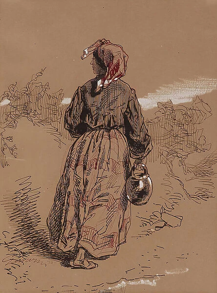 Peasant Woman with Jar, 1852-1866. Creator: Paul Gavarni