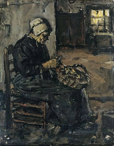 Peasant Woman Peeling Potatoes, 1875-1922. Creator: Suze Robertson