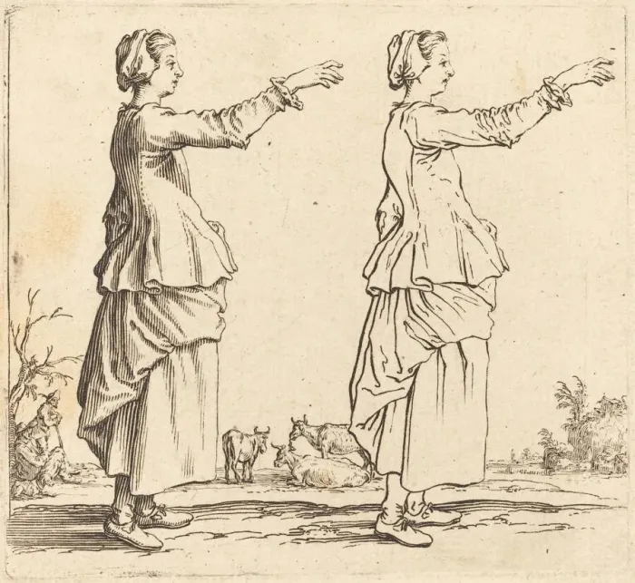 Framed Print : Peasant Woman, in Profile, Facing Right, with Arm Extended, 1617 and 1621 Framed Print : Peasant Woman, in Profile, Facing Right, with Arm Extended, 1617 and 1621