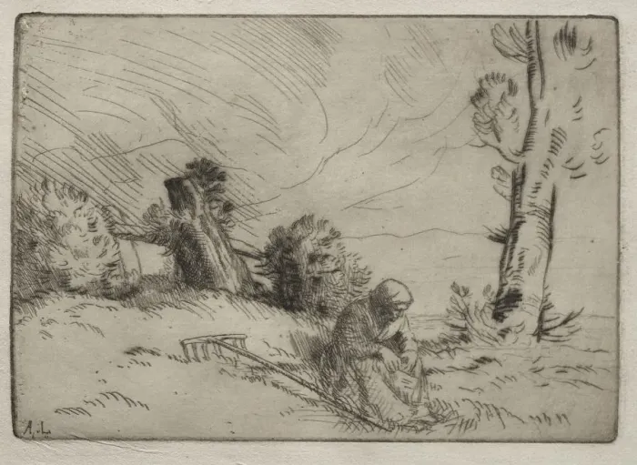 Framed Print : Peasant Woman Seated near a Hedge. Creator: Alphonse Legros (French, 1837-1911) Framed Print : Peasant Woman Seated near a Hedge. Creator: Alphonse Legros (French, 1837-1911)