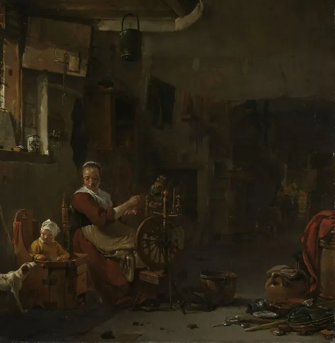 Framed Print : Peasant Woman Spinning, 1640-1677. Creator: Thomas Wijck Framed Print : Peasant Woman Spinning, 1640-1677. Creator: Thomas Wijck