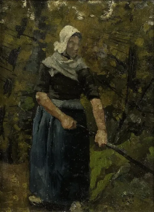 Framed Print : A Peasant Woman with a Stick, 1890. Creator: Richard Roland Holst Framed Print : A Peasant Woman with a Stick, 1890. Creator: Richard Roland Holst