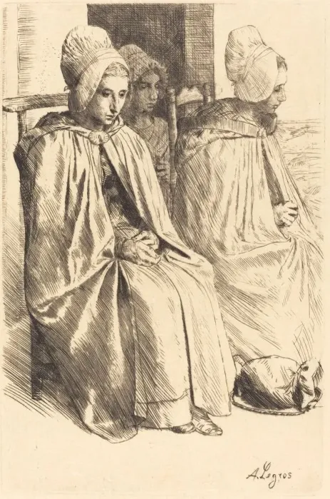 Framed Print : Peasant Women of Boulogne (Paysannes des environs de Boulogne). Creator: Alphonse Legros Framed Print : Peasant Women of Boulogne (Paysannes des environs de Boulogne). Creator: Alphonse Legros