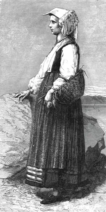 Framed Print : Peasant Women of Spezia; The Gulf of Spezia, 1875. Creator: Unknown Framed Print : Peasant Women of Spezia; The Gulf of Spezia, 1875. Creator: Unknown
