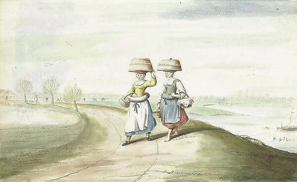 Two peasant women walking in a landscape, 1654. Creator: Gesina ter Borch